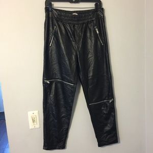 Zara women black faux leather pants